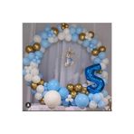 Krom Gold Makaron Mavi Pastel Beyaz Balon Zinciri 100 Adet