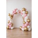 Krom Gold, Pastel Beyaz ve Makaron Pembe Temalı Balon Seti - Pembe - Gold