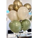 Krom Gold Retro Deniz Kumu Küf Yeşili Balon Seti ve Rafya şerit