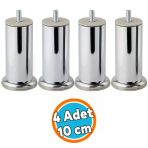 Krom Gümüş 10 Cm Metal Mobilya Ayağı Modern Koltuk Kanepe Dayanıklı Tv Ünite M8 Civatalı Ayakları