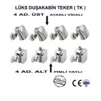 Krom Kaplama Plastik Duşakabin Tekeri Tekerleği Rulmanı 8'li Set 4 Alt 4 Üst 22 Mm Teker Çapı Parlak Krom