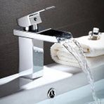 Krom Kare Lavabo Bataryasi Yeni Şelale Model Yüksek Kalite Lüks Lavabo Musluğu Çift Girişli Armatür Gümüş
