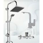 Krom Lüx Robot Duş Seti , Lüx Kare Lavabo, Banyo Bataryası 3’lü Set