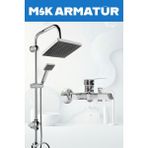 Krom Lüx Robot Krom Kare Banyo Bataryası Çeşmesi 2 Li Set