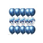 Krom Mavi Ve Şeffaf Konfetili Balon Seti