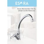Krom Mermerden Tek Su Çıkışlı Lavabo Bataryası
