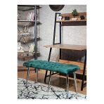 Krom Metal Yeşil Oturaklı Sivriltme Ayaklı Babyface Puf & Bench & Oturak Yeşil Renk 100 X 40 Boyut/Ebat