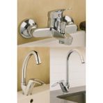 Krom Mix 3'lü Banyo Mutfak Lavabo Kuğu Eviye Bataryası Musluk