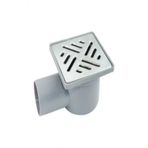Krom Paslanmaz Yer Suzgeci 50Mm Yan Cikisli 10X10 Ustu Krom Alti Plastik