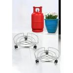 Krom Tekerlekli Metal Saksı Altlığı, 2'Li Set