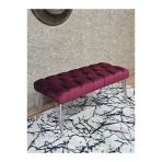 Krom Tel Ayaklı 90 Cm Puf Bench - Puf - Bench - Kasalı Oturak - Oturak - Yatak Ucu Puf Bordo Renk 90 X 40 Boyut/Ebat
