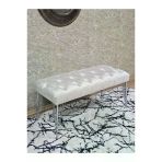 Krom Tel Ayaklı 90 Cm Puf Bench - Puf - Bench - Kasalı Oturak - Oturak - Yatak Ucu Puf Krem Renk 90 X 40 Boyut/Ebat