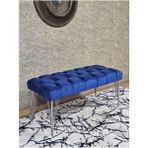Krom Tel Ayaklı 90 cm Puf Bench - Puf - Bench - Kasalı Oturak - Oturak - Yatak Ucu Puf Mavi Renk 90 x 40 Boyut/ebat - Renkli