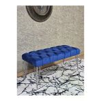 Krom Tel Ayaklı 90 Cm Puf Bench - Puf - Bench - Kasalı Oturak - Oturak - Yatak Ucu Puf Mavi Renk 90 X 40 Boyut/Ebat