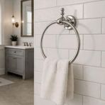 Krom Yuvarlak Havluluk Metal Banyo Aksesuarı Duvara Monte Havlu Askısı Dayanıklı Yapı Şık Model