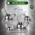 Kromturksan DIN 315 A2 M8 Paslanmaz Kelebek Somun