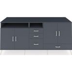 Kronos Konsol 5 Raflı 4 Çekmeceli 4 Kapaklı 220x59x99 Antrasit-Antrasit/Antrasit