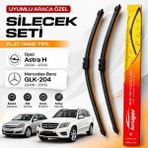Kruger Opel Astra H & Mercedes-Benz GLK-204 Uyumlu Muz Tipi Silecek Seti – Araca Özel Ön Cam Silecek Takımı
