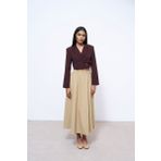 Kruvaze Crop Blazer Ceket Kahverengi