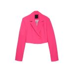 Kruvaze Crop Blazer Ceket Neon Pembe