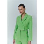 Kruvaze Crop Blazer Ceket Yeşil