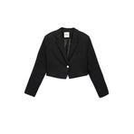 Kruvaze Uzun Kollu Düğmeli Crop Blazer Ceket