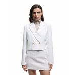 Kruvaze Uzun Kollu Tüvit Crop Blazer Ceket