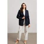 Kruvaze Yaka Lacivert Kadın Blazer Ceket
