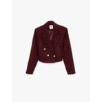 Kruvaze Yaka Slim Fit Düğme Detaylı Crop Tüvit Ceket