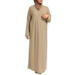 Kruvaze Yandan Bağlamalı Namaz Elbisesi –%100 Viskon- Rahat Kalıp (Bej, 1)
