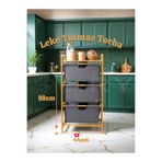 KRY 3 Katlı Çekmeceli Bambu Ayaklı Dolap – Ahşap Organizer Oyuncak & Banyo Düzenleyici 96x44 cm