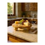 KRY Bambu Top Ayaklı Sunumluk 25x25 cm – Şık Pasta & Tatlı Servis Tabağı