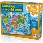 KS Puzzle Colorful World Map Jumbo Puzzle