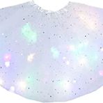 Ksnnrsng Kadın genç yetişkin elastik LED ışıklı tül Tutu payetler yıldız Tutu etek giydirme partiler bale dansı, beyaz, One Size