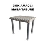 KSO YAPI MARKET Sert Plastik Krom Ayak Çok Amaçlı Tabure&Masa (1 ADET)