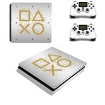 Kt Grup Decoration Mat Gri Arkaplan ve Kol Düğmeleri Playstation 4 Slim Kasa Sticker Kaplama