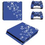 Kt Grup Decoration Mavi Arkaplan Beyaz Kol Düğmeleri Playstation 4 Slim Kasa Sticker Kaplama