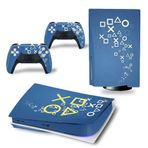 Kt Grup Mavi Arkaplan Kol Düğmeleri Playstation 5 Disk Edition Sticker Kaplama Seti