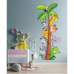 Kt Grup Sevimli Safari Hayvanlar Temalı Boy Ölçer Çocuk Odası Çok Amaçlı Dolap Duvar Sticker Seti - 120 x 60 Cm