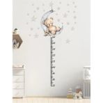 Kt Grup Sevimli Uykucu Ayıcık ve 50 Adet Yıldız Boy Ölçer Duvar Sticker Seti - 50 X 70 CM