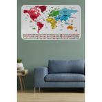 Kt Grup Türkçe Ülke Bayraklı Eğitici Başkent Detaylı Atlası Dünya Haritası Duvar Sticker - 85 x 125 cm