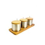 Kt HOME Baharatlık Set Paslanmaz Çelik Üçlü Baharatlık Ahşap Stand Cafe Kafe Restaurant Lokanta 113