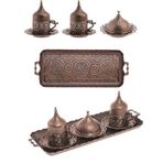 Kt HOME Kahve Sunum Seti Kahve Fincanı 2 Kişilik Takım Türk Kahvesi Fincan Arap Yunan Espresso Kahvesi Osmanlı Usulü (Bakır Antik)