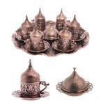 Kt HOME Kahve Sunum Seti Kahve Fincanı 6 Kişilik Takım Türk Arap Yunan Kahvesi Fincanı Espresso Latte Geleneksel Osmanlı Usulü Türk Kahvesi Seti 6 Kişilik Takım (Bakır Antik)