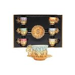 KT Home Türk Kahvesi Sunum Seti Metal Kahve Fincan Takımı Kahve Fincanı Kahvesi Espresso Fincanı Porselen - Gold