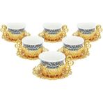 KT Home Türk Kahvesi Sunum Seti Metal Kahve Fincan Takımı Kahve Fincanı Kahvesi Espresso Fincanı Topkapı - Gold