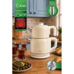 Ktm-2921 Paslanmaz Çelik Çay Makinesi | 1800W & 2.2 L Su Isıtıcı & 1.2 L Demlik & 90°C Sıcak Tutma - Krem