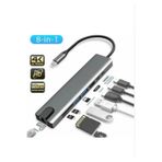 KTR TECH Macbook Pro Air Uyumlu Usb Type-c 8 Hub Dönüştürücü Çevirici Çoklayıcı Usb Hdmı Micro Sd 8in1