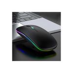 KTR TECH Şarjlı Kablosuz Sessiz Mouse Rgb Led Işıklı Ultra Slim Usb 2.4ghz Siyah Ledli 800/1200/1600dpi