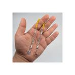 Kttesbihaksesuar 4x7 mm MİNİ ZAZA TESBİH SIKMA KEHRİBAR ÜÇ HİLAL VE BOZKURT FİGÜRLÜ GÜMÜŞ KAPLAMA PÜSKÜLLÜ